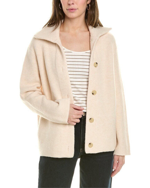 Vince Button Collar Wool & Alpaca-Blend Cardigan Women's