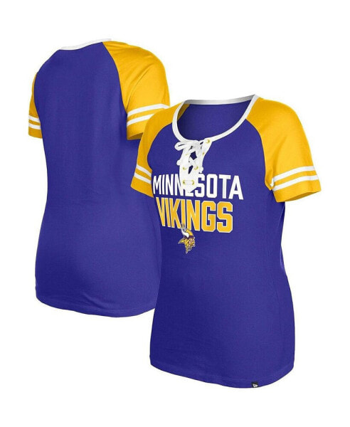 Women's Purple Minnesota Vikings Raglan Lace-Up T-shirt
