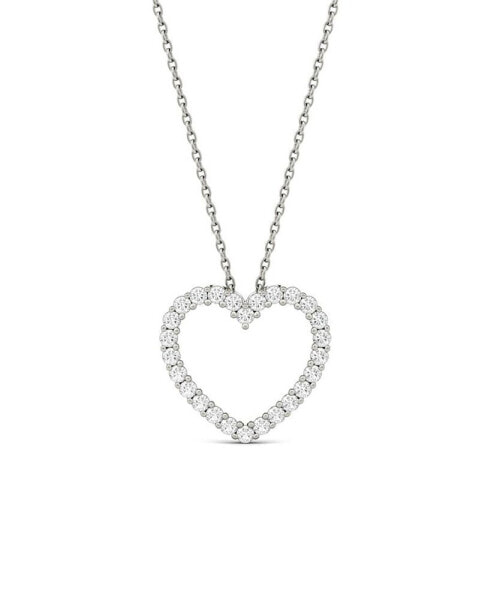 Moissanite Heart Pendant 3/8 ct. t.w. Diamond Equivalent in 14k White Gold