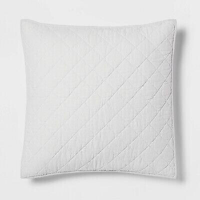 Euro Diamond Stitch Cotton Linen Quilt Sham Light Gray - Threshold