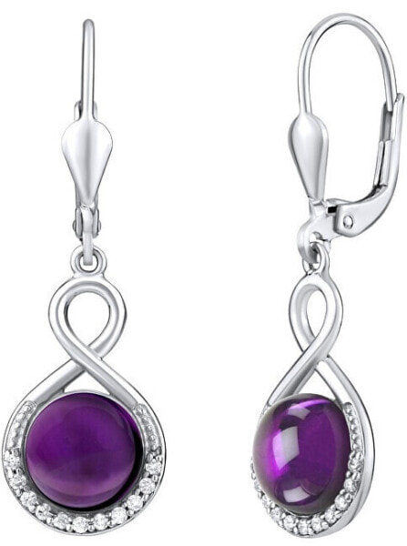 Silver earrings with natural Amethyst JST14710AME