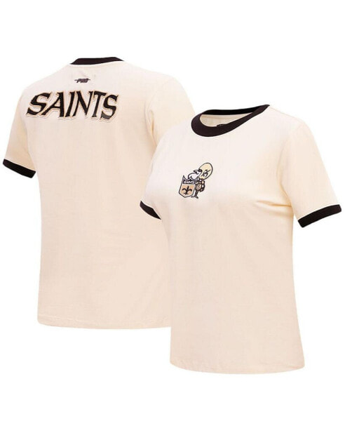 Women's Cream New Orleans Saints Retro Classic Ringer T-Shirt