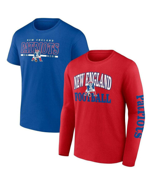 Men's Red, Royal New England Patriots Throwback T-shirt Combo Set
