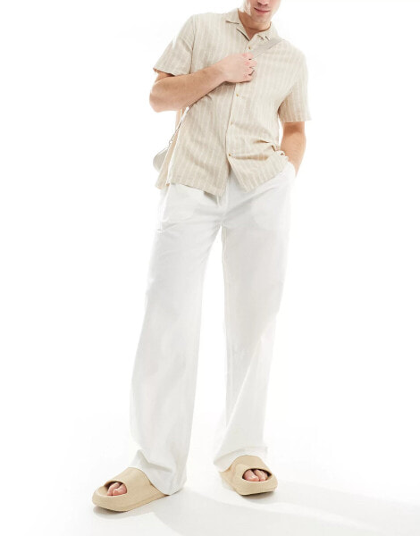 COLLUSION beach linen trouser in white