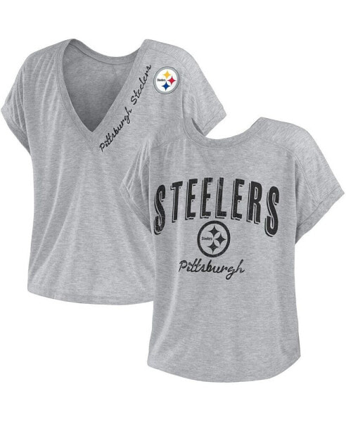 Футболка блузка женская перевернутая Pittsburgh Steelers HEATHER GRAY WEAR by Erin Andrews
