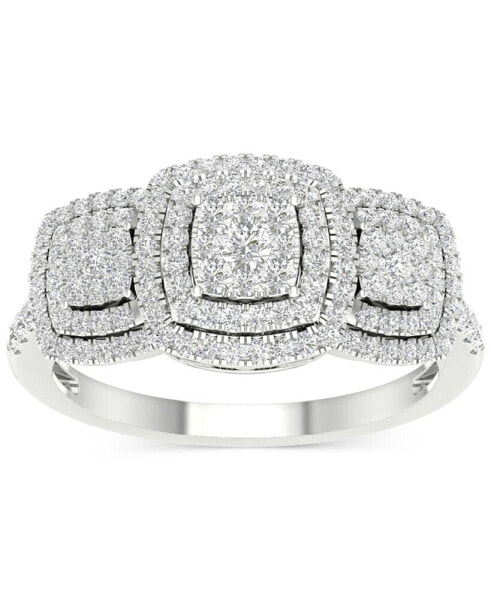 Diamond Triple Halo Cluster Ring (1/2 ct. t.w.) in 10k White Gold