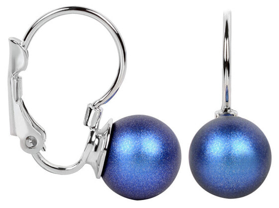 Charming earrings with Pearl Iridescent Dark Blue flap