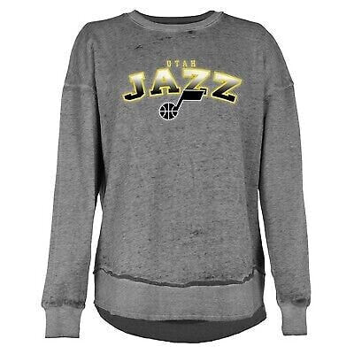 NBA Utah Jazz Women's Ombre Arch Print Burnout Crew Neck Fleece Sweatshirt - L