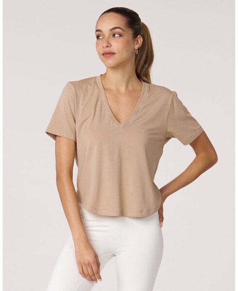 Women's Rebody Essentials V Neck Short Sleeve Top For Women