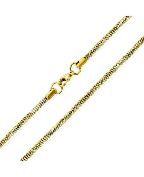 Bali Balinese Coreana Caviar Popcorn Chain Necklace Men WomenYellow Gold Plated Stainless Steel 3.5MM 30 Inch