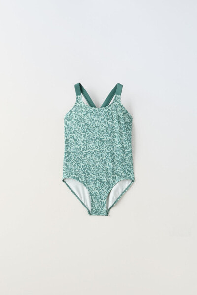 6-14 years/ leaf print swimsuit