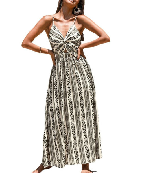 Women's Paisley Print Twisted Maxi Beach Dress