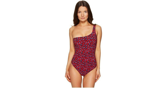 Stella McCartney 262277 Women's One Shoulder Swimsuit Salsa Size X-Small