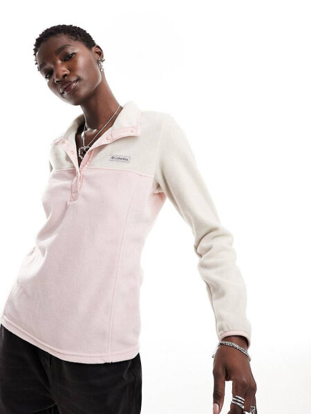 Columbia Benton Springs 1/2 snap fleece in pink and stone