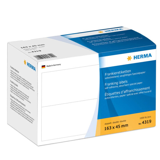 HERMA Franking labels double 163x45 mm 1000 pcs. - White - Rectangle - Paper - Germany - 163 mm - 45 mm