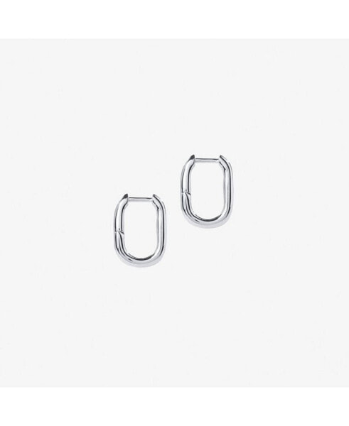 Sterling Silver Elongated Mini Hoops - Rox Mini Silver