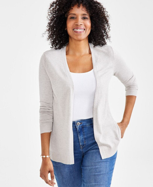 Petite Open-Stitch Long-Sleeve Cardigan, Created for Macy's