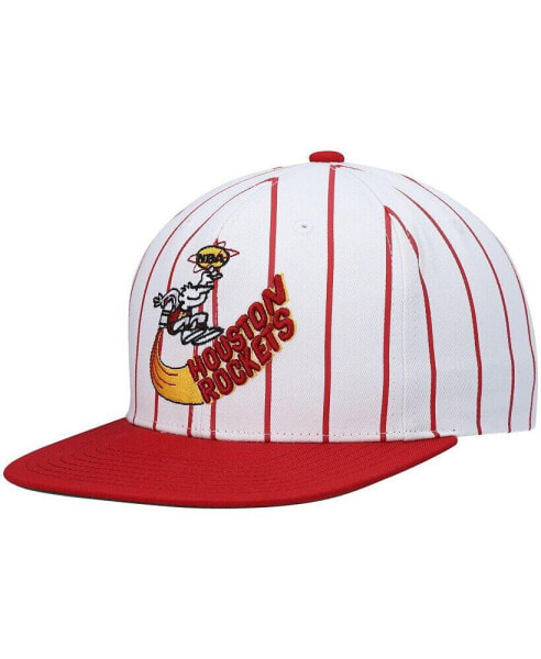 Men's White Houston Rockets Hardwood Classics Pinstripe Snapback Hat