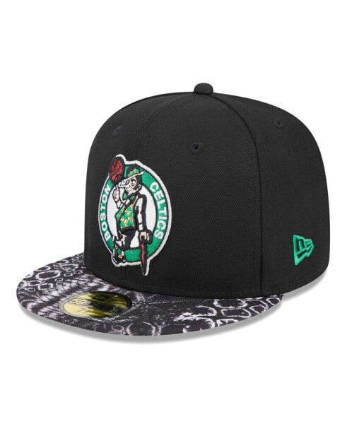 Men's Black Boston Celtics Coral Reef Visor 59Fifty Fitted Hat