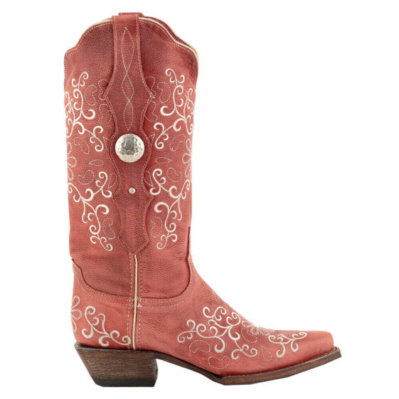 Ferrini Bella Embroidery Snip Toe Cowboy Womens Red Casual Boots 82261-22