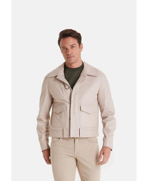 Men's Leather Jacket, Nappa Beige
