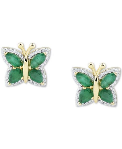 Серьги Macy's Sapphire & Diamond Butterfly
