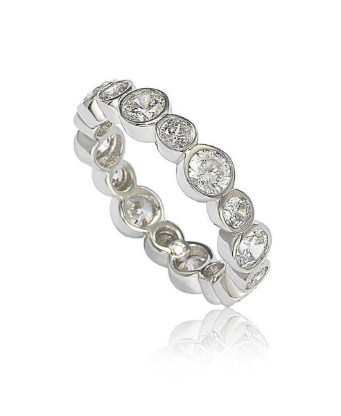 Suzy Levian Sterling Silver Cubic Zirconia Multi Circle Bezel Set Eternity Band