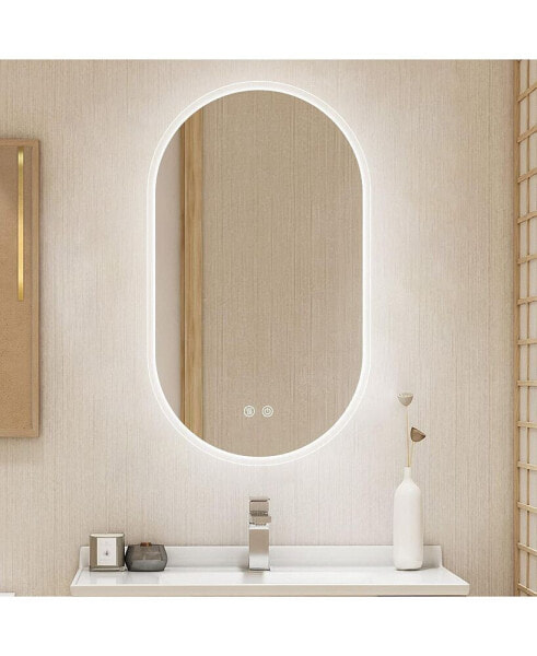 40x24 Inch Bathroom Mirror With Lights, Anti Fog Dimmable LED Mirror For Wall Touch Control