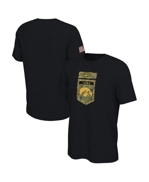 Men's Black Iowa Hawkeyes Veterans Camo T-shirt