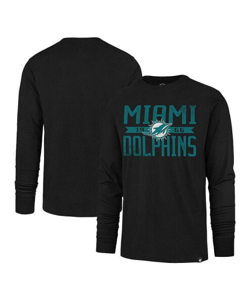 Men's Black Distressed Miami Dolphins Wide Out Franklin Long Sleeve T-shirt