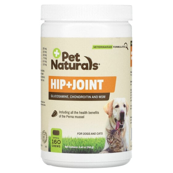 Pet Naturals, Hip + Joint, добавка для поддержки здоровья суставов, для кошек и собак, около 160 жевательных таблеток, 240 г (8,46 унции)