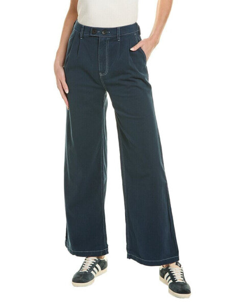 Monrow Pleated Wide Leg Pant Women's Blue M