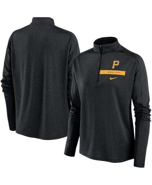 Women's Black Pittsburgh Pirates Primetime Local Touch Pacer Quarter-Zip Top
