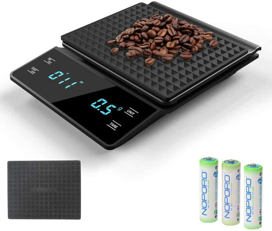 3T6B Electronic Coffee Scales, Precision Kitchen Roasting Scales, 0.1 g Scales for Weighing Food, Digital Coffee Scales, LED Display, 3000 g Scales, Coffee (Contains 3 Batteries)