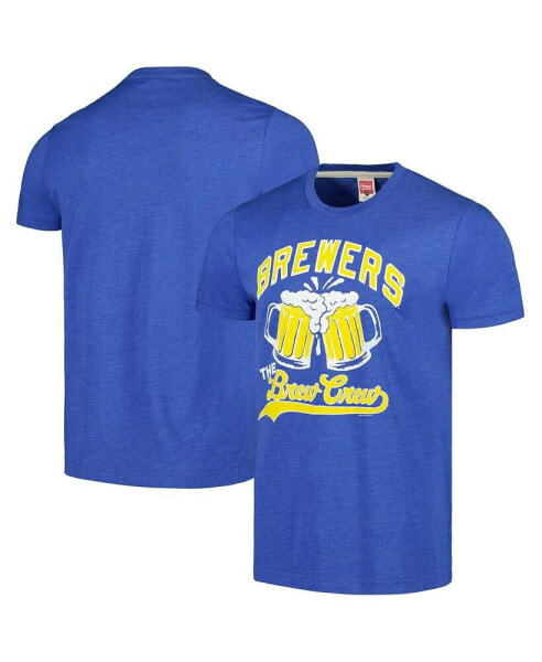 Men's Royal Milwaukee Brewers Doddle Collection The Brew Crew Tri-Blend T-shirt