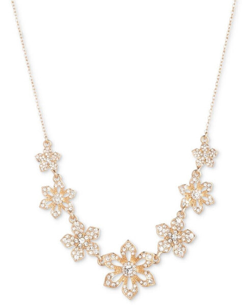 Gold-Tone Crystal Flower Statement Necklace, 16" + 3" extender