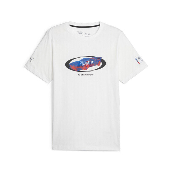 Puma Bmw Mms Statement Car Graphic Crew Neck Short Sleeve T-Shirt Mens White Cas