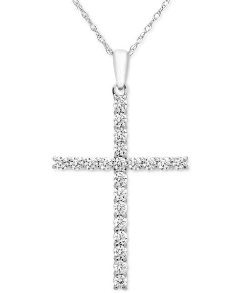 Diamond Cross 18" Pendant Necklace (1/2 ct. t.w.) in 14k White, Yellow or Rose Gold