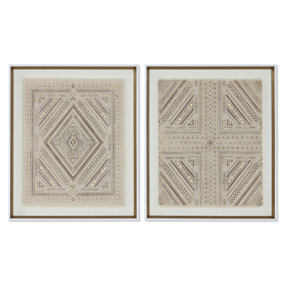 Canvas Home ESPRIT White Natural Boho 50 x 3,8 x 60 cm (2 Units)