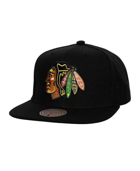 Men's Black Chicago Blackhawks Core Top Spot Snapback Hat