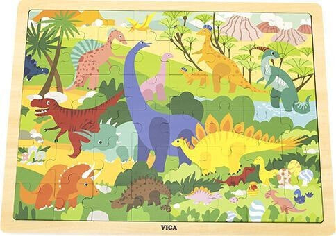Viga Viga 44584 Puzzle na podkładce 48 elementów - poznajemy dinozaury