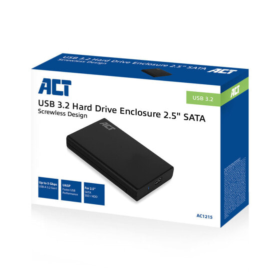 ACT AC1215 - HDD/SSD enclosure - 2.5" - Serial ATA III - 5 Gbit/s - USB connectivity - Black