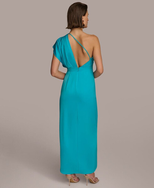 Women's Asymmetric Draped Sleeveless Gown