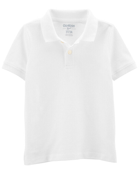 Toddler White Piqué Polo Shirt 2T