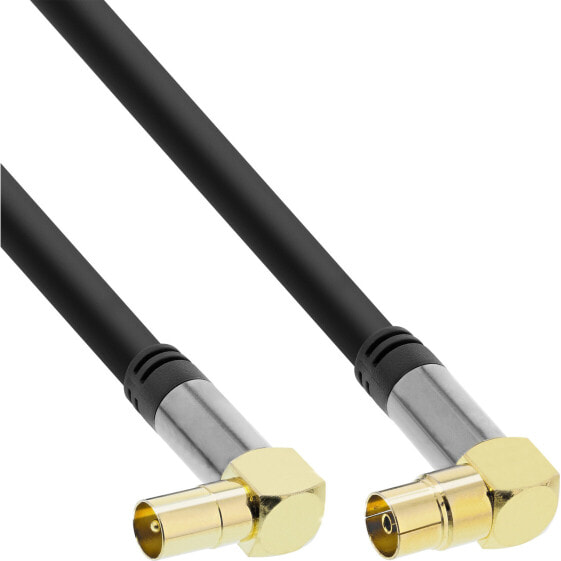InLine Premium Antenna cable angled - 4x shielded - >110dB - black - 2m - 2 m - F-type - F-type - Black