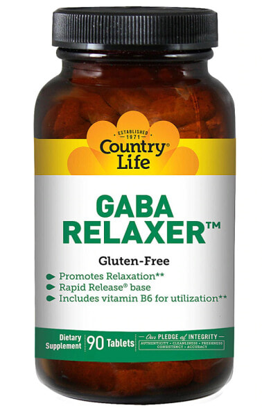 Country Life GABA Relaxer Гамма-аминомасляная кислота + витамин В6 для расслабления 90 таблеток