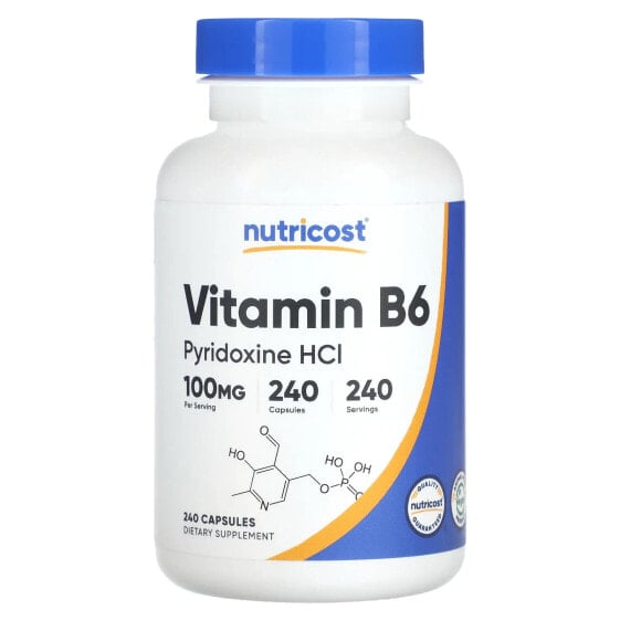 Витамин B6 Nutricost 100 мг, 240 капсул