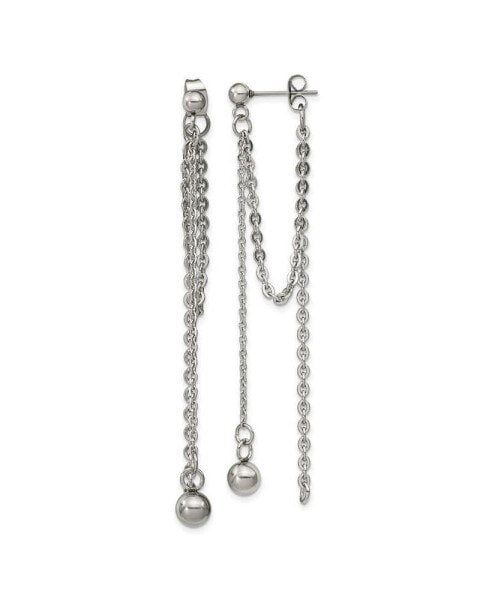 Stainless Steel Multi Chain Front and Back Dangle Earrings
