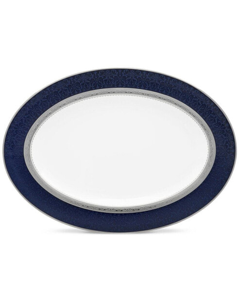 Odessa Cobalt Platinum Oval Platter, 14"