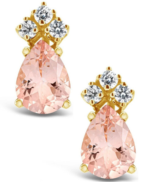 Morganite (1-3/4 ct. t.w.) and Diamond (1/8 ct. t.w.) Stud Earrings in 14K White Gold or 14K Yellow Gold